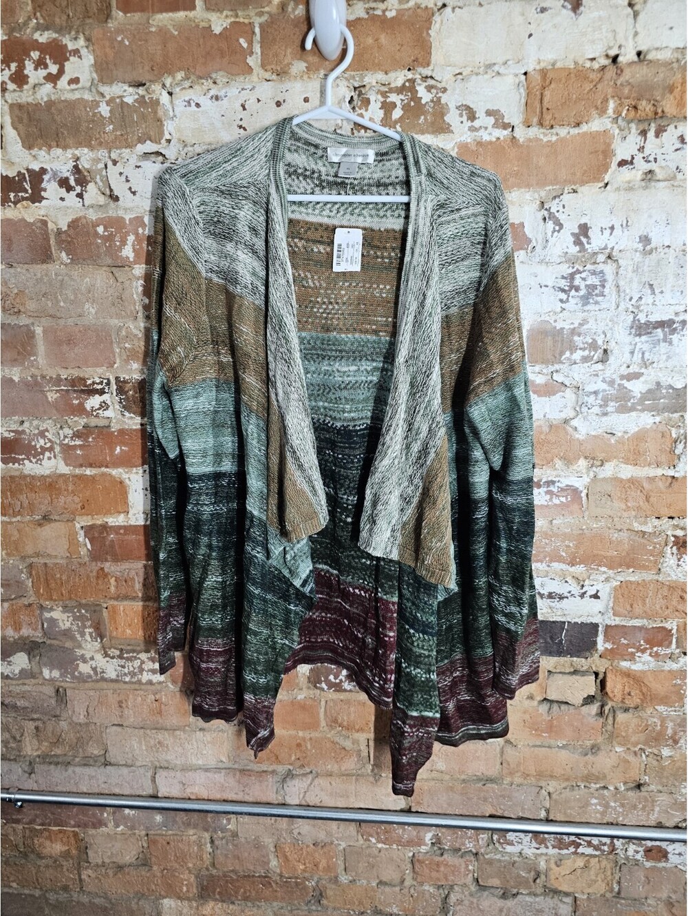 NWT Christopher & Banks XL Ombre Striped Waterfall Cardigan Boho Lagenlook